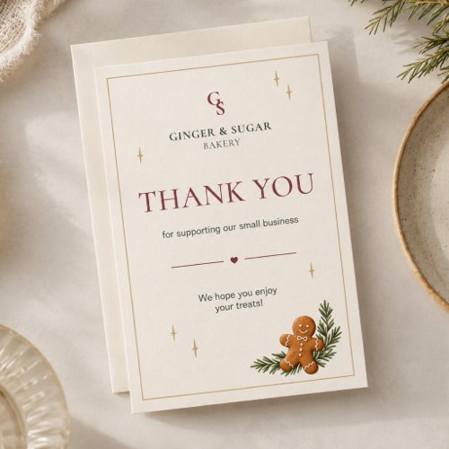 Modern Gingerbread Christmas Bakery Thank You Card