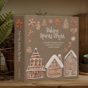 Modern Gingerbread Christmas Baking Cookbook 3 Ring Binder