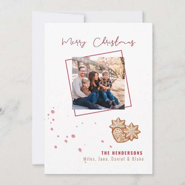 Modern Gingerbread Family Photo Christmas (Front)