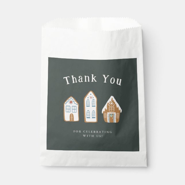Modern Gingerbread House Boy Baby Shower Favor Bag (Front)