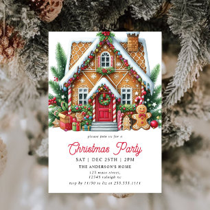 Modern Gingerbread House Christmas Party  Invitation