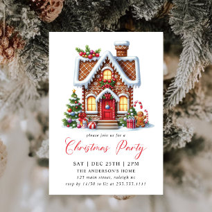 Modern Gingerbread House Christmas Party Invitation