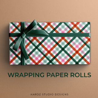 Modern Gingham Christmas Gift Wrapping Paper