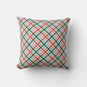 Modern Gingham Christmas Pattern Throw Pillow