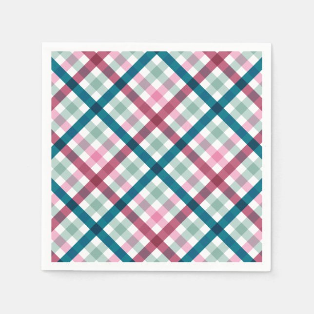 Modern Gingham Holiday Dinner Napkins Paper Napkin (Front)