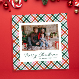 Modern Gingham Photo Christmas Card