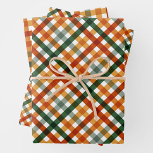 Modern Gingham Thanksgiving Wrapping Paper Sheets
