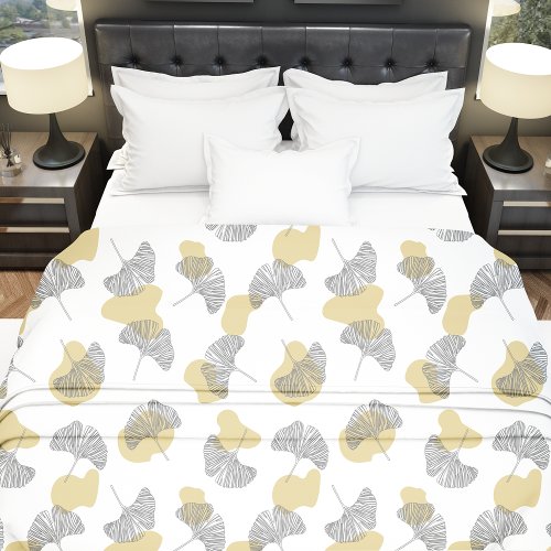 Modern Ginkgo Biloba Leaf Patterned Duvet Cover