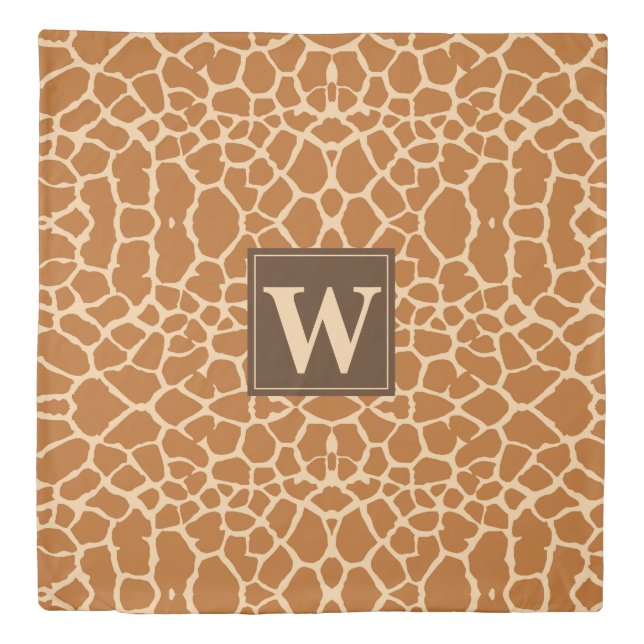 Modern Giraffe Animal Print Monogram Duvet Cover (Front)