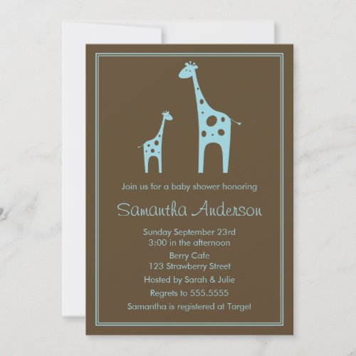 Modern Giraffe Baby Shower Invitation - Boy