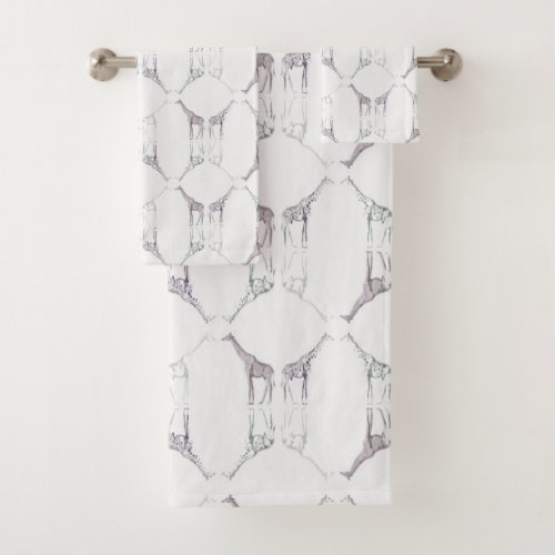 Modern Giraffe Diamond Print Bath Towel Set