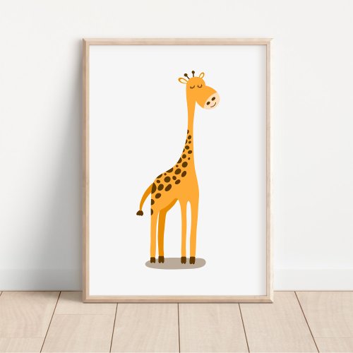 Modern Giraffe Illustration Nursery Art Poster