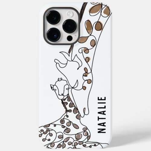 Modern Giraffe Line Art Name White Case_Mate iPhone 14 Pro Max Case