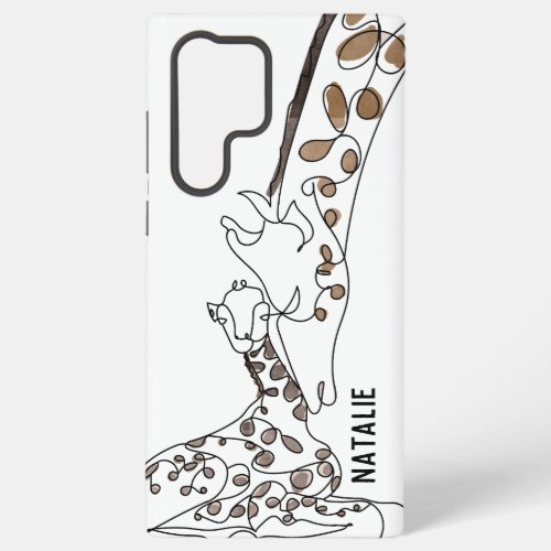 Modern Giraffe Line Art Name White Samsung Galaxy S22 Ultra Case