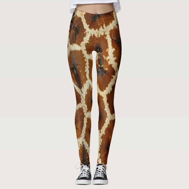 Modern Giraffe Print brown Leggings (Front)
