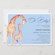 Modern Giraffe Safari Boy Baby Shower Invitation