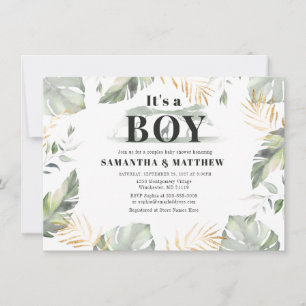 Modern Giraffe Safari jungle Boy Baby Shower Invitation