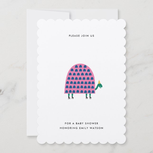 Modern Girl Baby Shower Turtle Invitation (Front)