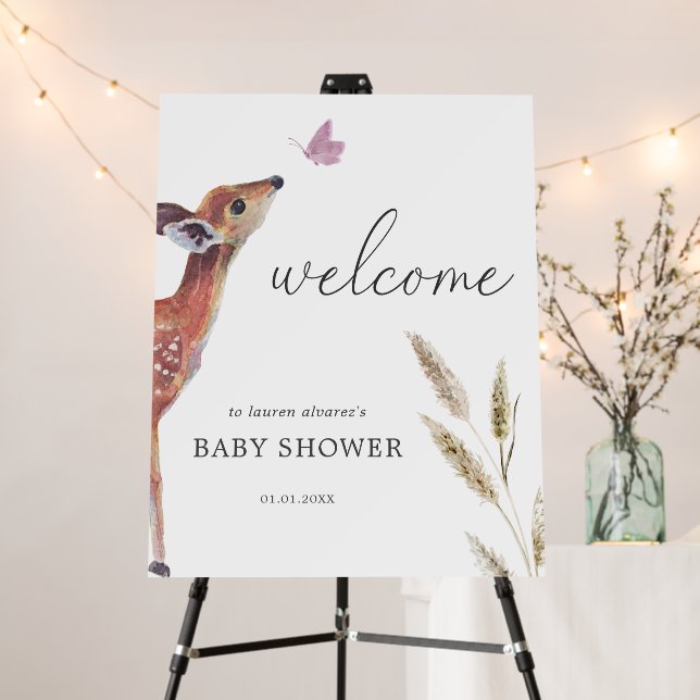 Modern Girl Baby Shower Welcome Sign (In Situ (Stand))