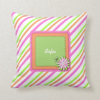 Modern Girl Boho Floral Personalized Custom Name Throw Pillow by cowboyannie at Zazzle