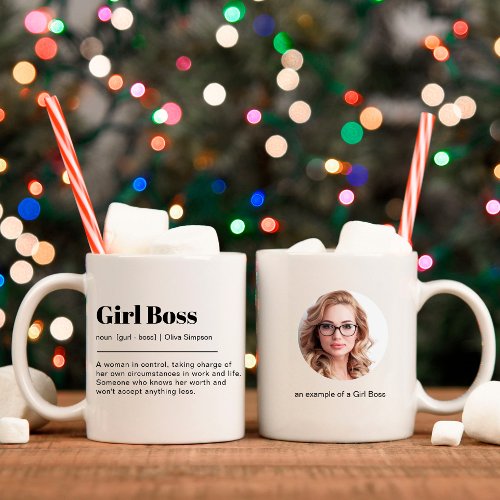Modern Girl Boss Definition Custom Photo Name Coff Coffee Mug