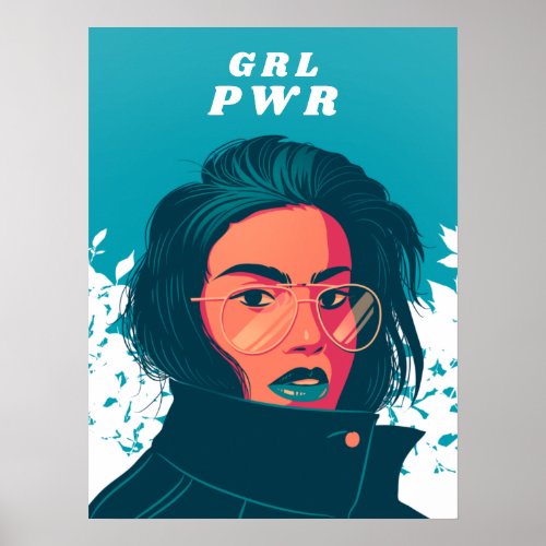 Modern Girl Feminist  GRL PWR Text Female Future  Poster