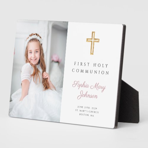 Modern Girl First Communion Photo Plaque