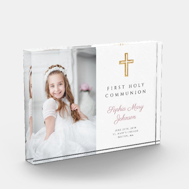  Modern Girl First Communion Picture Photo Block (Left)