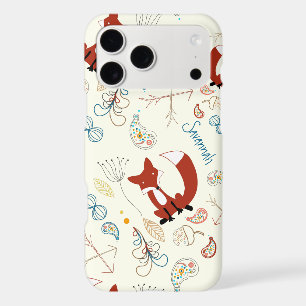 Modern Girl Hand Drawn Woodland Animal Fox Pattern iPhone 17 Pro Max Case