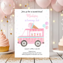 Modern Girl Ice Cream Truck Birthday Invitation