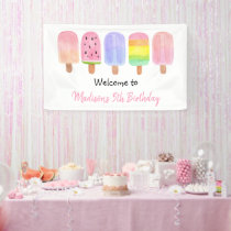 Modern Girl Popsicle Birthday Banner