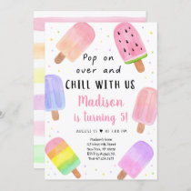Modern Girl Popsicle Summer Birthday Invitation