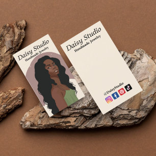 Modern Girl Portrait Earrings Jewelry Display Business Card