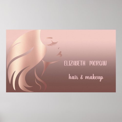 Modern Girl Silhouette Hair Makeup Poster