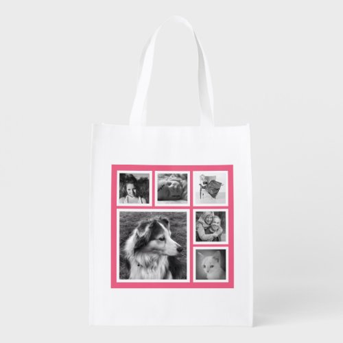 Modern Girl Six Instagram Photos on Pink Grocery Bag