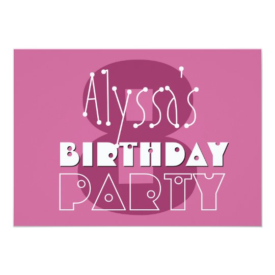 Modern Girls 8th Birthday Pink Stars Ver 002 W678 Card