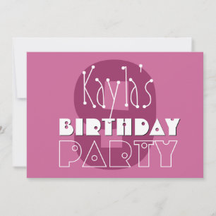 Modern Girls 9th Birthday Pink Stars Ver 002 W679 Invitation