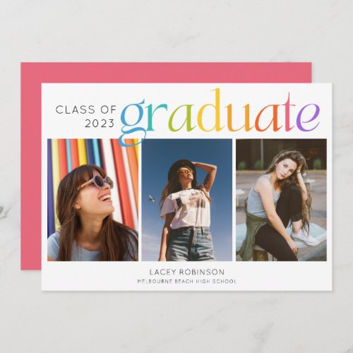 Modern Girls Colorful High School Graduation 