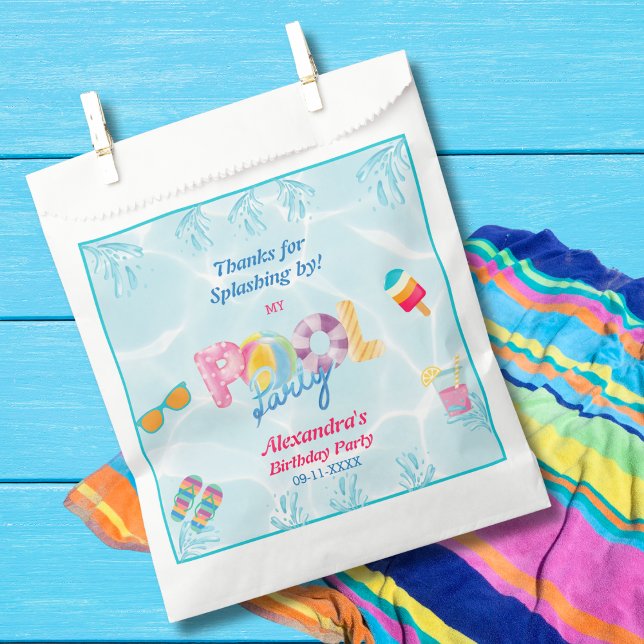 Modern Girl's Colorful Kids Pool Party Favor Bag (Creator Uploaded)