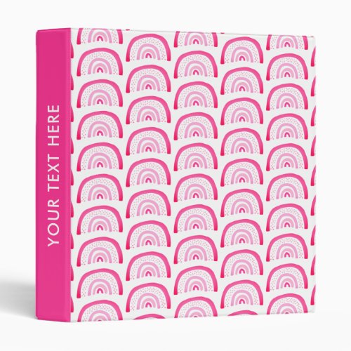 Modern Girls Pink Rainbow Pattern 3 Ring Binder