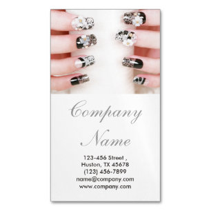modern girly beauty nail artist nail salon business card magnet