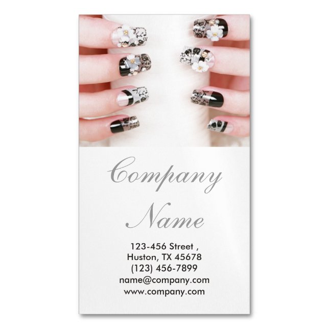 modern girly beauty nail artist nail salon business card magnet (Front Vertical)
