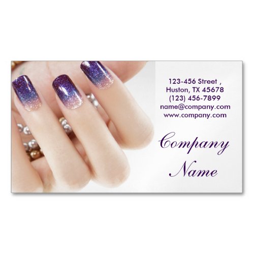 modern girly beauty ombre nail artist nail salon magnetic business card