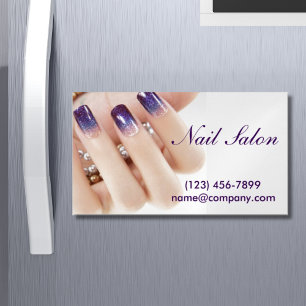 modern girly beauty ombre nail artist nail salon magnetic business card