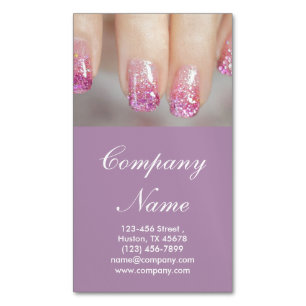 modern girly beauty salon fashion nail artist magnetic business card
