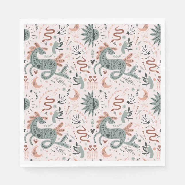 Modern girly birthday party pattern Trendy pink Napkins (Front)