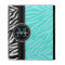 Modern Girly Black Aqua Zebra Print Personalized