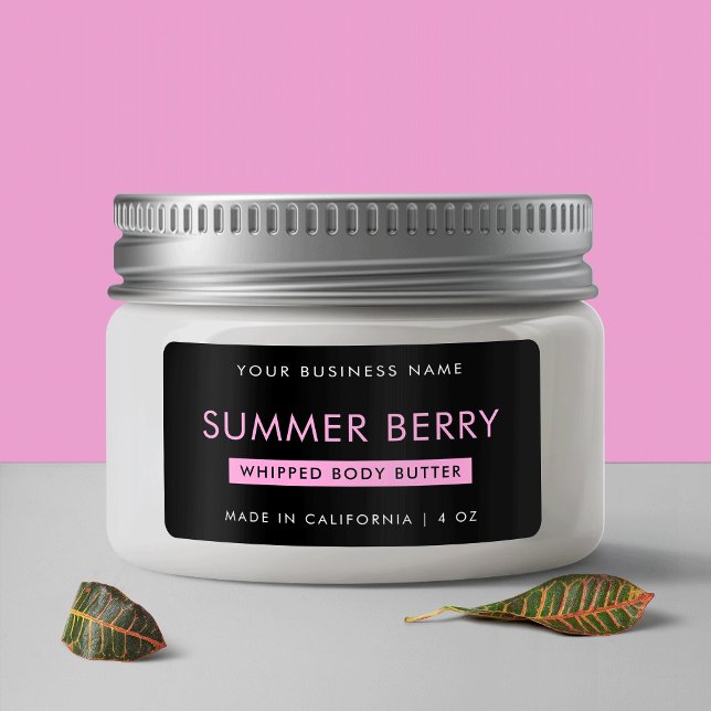 Modern Girly Black & Pink Whipped Cosmetic Jar Label (Modern Girly Black & Pink Whipped Cosmetic Jar Label)