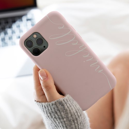 Modern girly blush pink elegant name script iPhone 13 pro max case