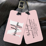 Modern Girly Blush Pink Monogram Name Luggage Tag<br><div class="desc">Create Your Own Stylish Modern Custom World Traveler Girly Blush Pink Name Monogram Luggage Tag. This chic and girly luggage tag adds a fun and personalized touch to any travel adventure, perfect for the world traveler or anyone with a love for exploring. The front features a bold serif initial in...</div>